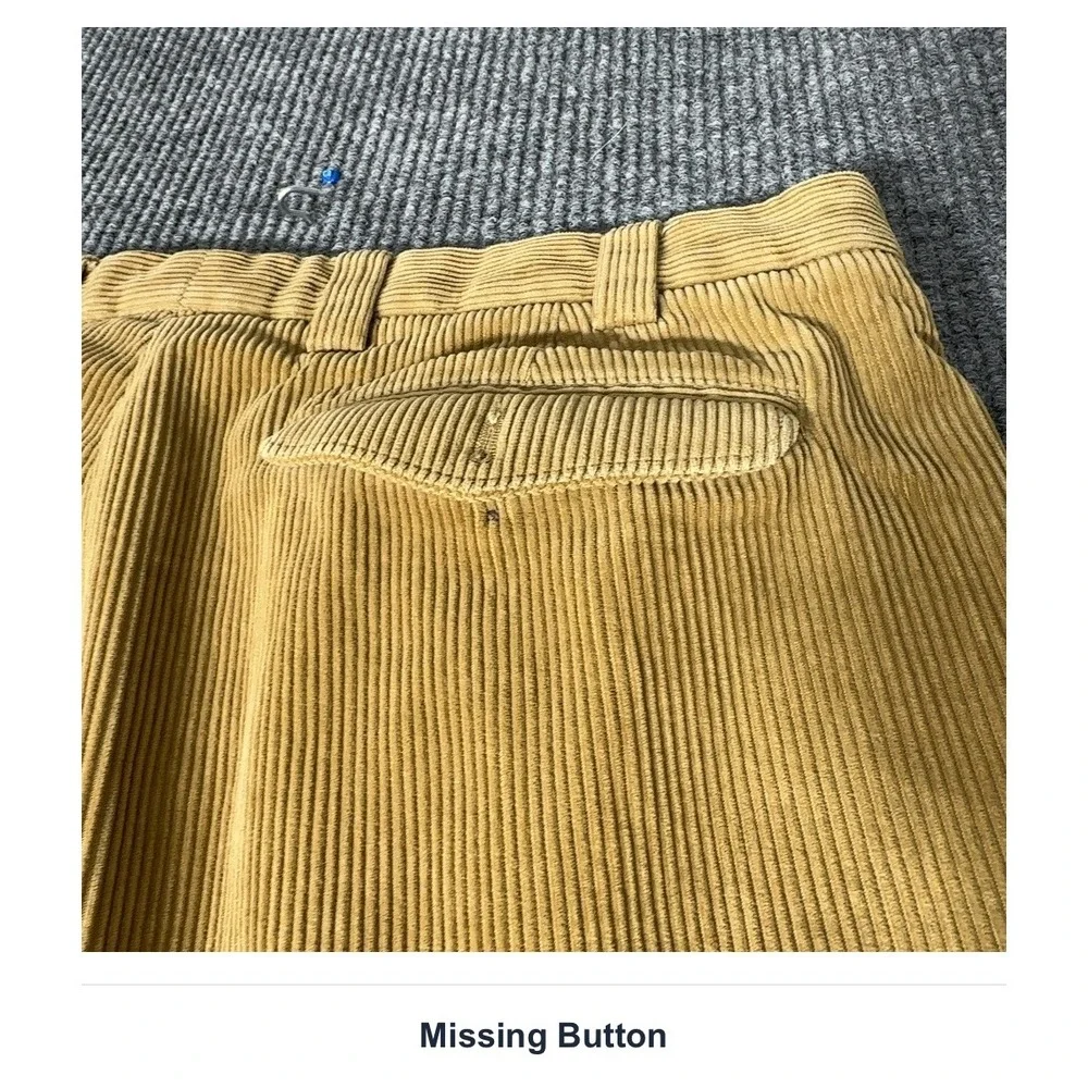 L.L. Bean Corduroy Pants Mens 38 Tan Pleated Front‎ Relaxed Fit 0CYK9